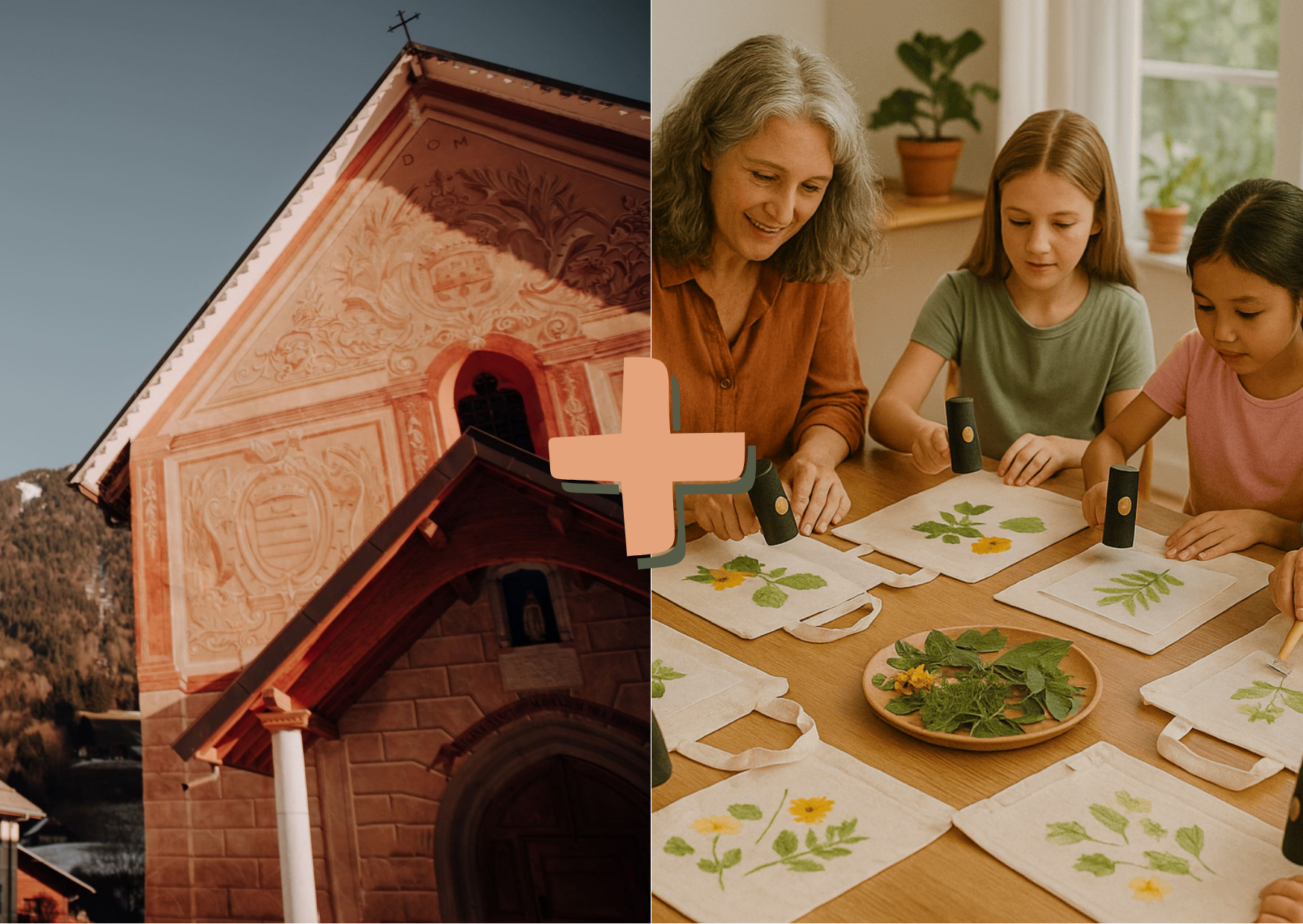 Atelier empreinte végétale sur textile + Visite guidée église Entremont